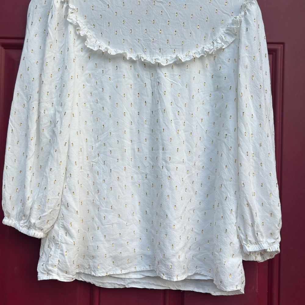 Draper James Beaded Blouse size medium with Peter Pan Collar